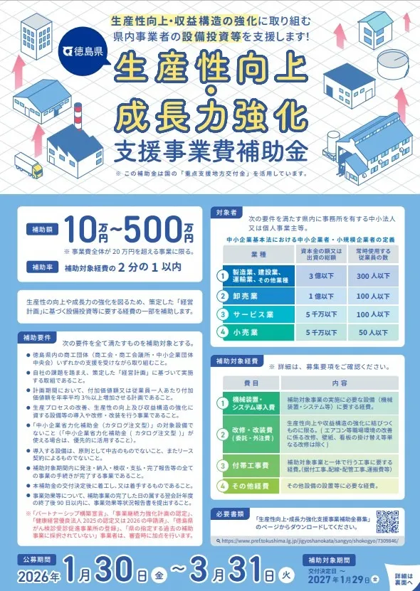 徳島県_生産性向上・成長力強化支援事業費補助金のお知らせ